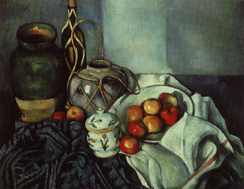 Paul Cezanne stilleben med krukor och frukt Germany oil painting art